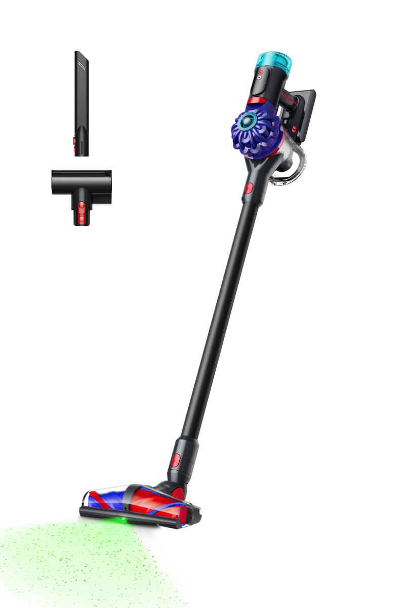 Dyson V10 Konical manufacturer product illustration with wand and All Floor Cones head